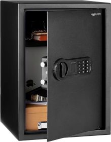 Basics Steel Home Security Electronic Safe with Programmable Keypad Lock, Secure Documents, Jewelry, Valuables (Color: Black1.8 Cubic Feet)