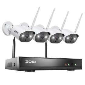 ZOSI 3MP Wireless Security Cameras System with 8channel H.265 2K CCTV NVR & 3MP HD Outdoor IP Camera WiFi Video Surveillance Kit (Color: 8CH NVR x 4 Cam, Build-in HDD: 1T)