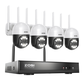 ZOSI 3MP Wireless Security Cameras System with 8channel H.265 2K CCTV NVR & 3MP HD Outdoor IP Camera WiFi Video Surveillance Kit (Color: 8CH NVR 4 PTZ Cam, Build-in HDD: 1T)