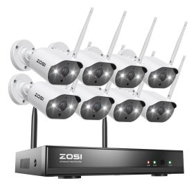 ZOSI 3MP Wireless Security Cameras System with 8channel H.265 2K CCTV NVR & 3MP HD Outdoor IP Camera WiFi Video Surveillance Kit (Color: 8CH NVR x 8 Cam, Build-in HDD: 2T)