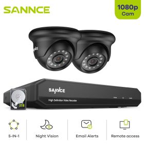 SANNCE 8CH CCTV System 1080P DVR 2PCS 2MP IR Weatherproof Outdoor Video Surveillance Home Security Camera System 8CH DVR Kit (Build-in HDD: nan)