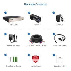 ZOSI 8CH CCTV System H.265+ 5MP Lite HD-TVI DVR kit 8 1080p 2MP Home Security Outdoor Night Vision Camera Video Surveillance Kit (Color: 8CH DVR x 8 Cameras, Build-in HDD: nan)