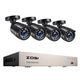 ZOSI 8CH 1080P CCTV System Outdoor 5MP Lite Video DVR with 2/4/6/8pcs 2MP Wired Security Cam Day/Night Video Surveillance System (Color: 8CH DVR x 4 Cameras, Build-in HDD: 2T)