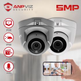Anpviz 5MP POE IP Camera Indoor Mini Dome Security Video Surveillance Audio Built-in Mic H.265 Danale App IR 30M CCTV Camera (Sensor Size: New Vision Gray)