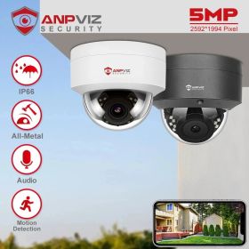 Anpviz 5MP IP Camera Outdoor POE Dome Security Protection Built-in Microphone IP66 IR 30m CCTV Video Camera H.265 VideoLink APP (Sensor Size: 4MP White Color, Focus: 2.8mm)
