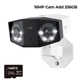 Reolink 4K UHD Dual-Lens Security Camera 16MP Duo 3 Series PoE IP Camera 180° Panoramic View Home Video Surveillance Cameras (Sensor Size: 16MP Cam Add 256GB)