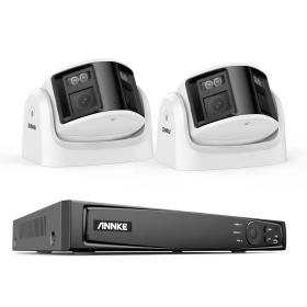 ANNKE 6MP Security Camera Dual Lens 8CH NVR Ultra HD POE Ai Human Detection CCTV Video Surveillance Kit 180 Degrees Panoramic (Color: 2Pcs 6MP Camera, Build-in HDD: 2T)