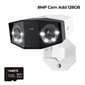 Reolink 4K UHD Dual-Lens Security Camera 16MP Duo 3 Series PoE IP Camera 180° Panoramic View Home Video Surveillance Cameras (Sensor Size: 8MP Cam Add 128GB)
