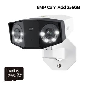 Reolink 4K UHD Dual-Lens Security Camera 16MP Duo 3 Series PoE IP Camera 180° Panoramic View Home Video Surveillance Cameras (Sensor Size: 8MP Cam Add 256GB)