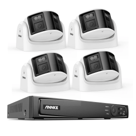 ANNKE 6MP Security Camera Dual Lens 8CH NVR Ultra HD POE Ai Human Detection CCTV Video Surveillance Kit 180 Degrees Panoramic (Color: 4Pcs 6MP Camera, Build-in HDD: 4T)