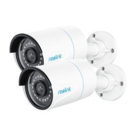 Reolink Smart Security Camera 5MP PoE Outdoor Infrared Night Vision IP Cam Person/Vehicle Detection Home Surveillance Camera (Sensor Size: 2 Pcs Bullet cams, Focus: 4mm)