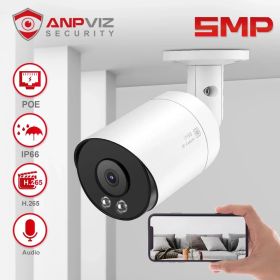 Anpviz Smart 5MP Bullet POE Camera Outdoor Surveillance Security Camera IR 30m With One-Way Audio Motion Alarm IP66 H.265 Danale (Sensor Size: SD Card Slot, Focus: 2.8mm)