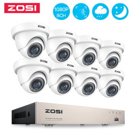 ZOSI 1080P TVI CCTV System 8CH Network TVI DVR 8PCS 2MP Weatherproof Home Security Camera System Wired Surveillance DVR Kit (Color: 8 Cameras, Build-in HDD: nan)