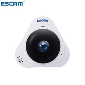 ESCAM Q8 HD 960P 1.3MP 360 Degree Panoramic Monitor Fisheye WIFI IR Infrared Camera With Two Way Audio/Motion Detector MAX 128G (Sensor Size: White Add 32G card, Plug Type: UK Plug)
