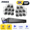 ANNKE 265+ CCTV Video Surveillance DVR Kit With 16Pcs Security Camera Motion Detection 16CH 5MP Video Surveillance System IP67
