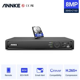ANNKE 8CH 8MP POE NVR Network Video Recorder NVR For POE IP Camera P2P Cloud Function Plug And Play (Build-in HDD: 4T)