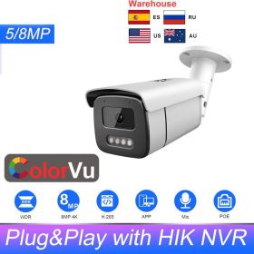 5MP 8MP ColorVu Hikvision Compatible IP Camera Built-in Mic Surveillance Video IP Camera Plug&Play with HIK NVR app view (Sensor Size: 5MP, Focus: 3.6mm)