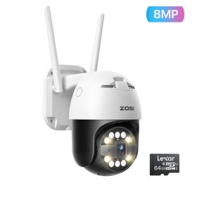 ZOSI C296 5MP/8MP PTZ WiFi Camera Person Vehicle Package Detect Wireless CCTV Video Surveillance Camera Home Security Protection (Sensor Size: 8MP 64GB TF Card)