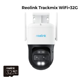 Reolink Trackmix Series WiFi 4K Outdoor Security Camera Dual-Lens Motion Tracking 8MP PTZ Cam 6X Zoom AI Human Detect IP Camera (Sensor Size: Trackmix WiFi 32GB, Focus: 2.8mm)