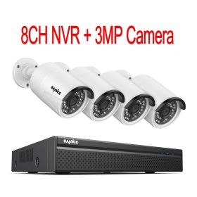 SANNCE 8CH 8MP POE NVR Kit CCTV Security System 8MP/5MP/3MP IR IP66 Outdoor IP Camera Plug&Play 8Pcs Video Surveillance System (Color: 4PCS 3MP, Build-in HDD: 4T)