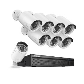 SANNCE 8CH 8MP POE NVR Kit CCTV Security System 8MP/5MP/3MP IR IP66 Outdoor IP Camera Plug&Play 8Pcs Video Surveillance System (Color: 8PCS 8MP, Build-in HDD: nan)