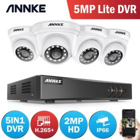 ANNKE 1080P 8CH CCTV Camera DVR System 4pcs IP66 Waterproof 2.0MP HD-TVI White Dome Cameras Home Video Surveillance Kit (Build-in HDD: nan)