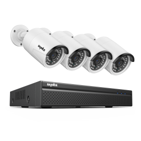 SANNCE 5MP 8CH CCTV Video Security Outdoor Night vision Waterproof IP Camera Control Surveillance System POE H.264+ 8CH NVR Kit (Color: 4Pcs 5MP Camera, Build-in HDD: 1T)