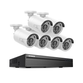 SANNCE 5MP 8CH CCTV Video Security Outdoor Night vision Waterproof IP Camera Control Surveillance System POE H.264+ 8CH NVR Kit (Color: 6Pcs 5MP Camera, Build-in HDD: 4T)