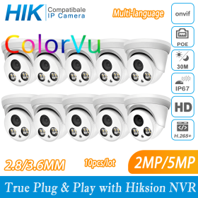 Hikvision Compatible ColorVu 5MP Dome POE IP Camera 8MP Home Security CCTV Camera 1080P 30m H.265 P2P Plug&play IPC (Sensor Size: 5MP, Focus: 2.8mm)