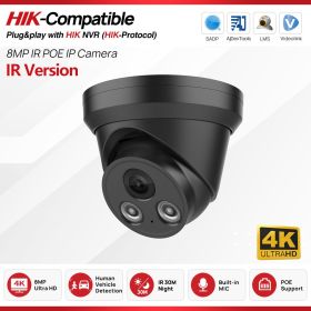 4K Security Camera 8MP IP Camera 5MP PoE IR Night Vision CCTV Camera Build in MIC Hikvision Protocol Video Surveillance Cameras (Sensor Size: 8MP Black, Focus: 2.8mm)