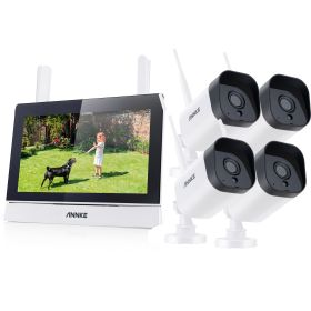 SANNCE 4CH Wireless 3MP NVR Kit FHD 7" LCD Monitor Security 3MP WIFI Camera CCTV Camera System Bulit-Mic Plug-and-Play Alexa (Color: 4CH NVR 4Pcs Camera, Build-in HDD: nan)