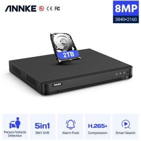ANNKE 16CH 8MP 5in1 HD TVI CVI AHD IP Security DVR Recorder H.265+ Video Recorder Email Alert Motion Detection Onvif CCTV System (Build-in HDD: 1T, Video Input: 16CH)