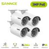 SANNCE 2PCS Ultra HD 3MP POE Camera Outdoor Indoor Weatherproof Security Network Bullet EXIR Night Vision Email Alert Camera Kit