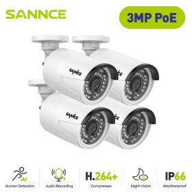 SANNCE 2PCS Ultra HD 3MP POE Camera Outdoor Indoor Weatherproof Security Network Bullet EXIR Night Vision Email Alert Camera Kit (Sensor Size: 71FQ04)
