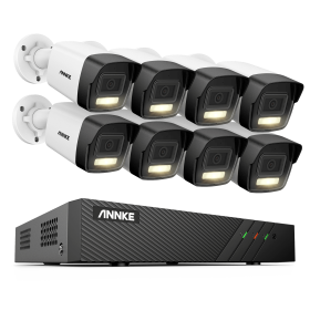 ANNKE 5MP H.265+ Super HD PoE Network Video Security System 2.8mm Lens IP67 Outdoor POE IP Cameras Plug & Play PoE Camera Kit (Color: Dual light Camera, Build-in HDD: 2T)