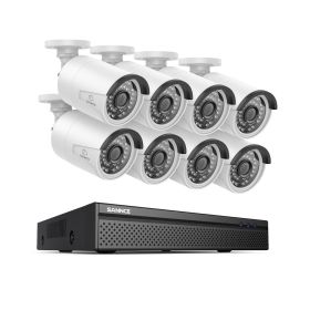 SANNCE 5MP 8CH CCTV Video Security Outdoor Night vision Waterproof IP Camera Control Surveillance System POE H.264+ 8CH NVR Kit (Color: 8Pcs 8MP Camera, Build-in HDD: nan)