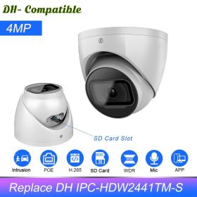 OEM Dahua 4MP Wizsense IP Camera replace IPC-HDW2441TM-S IR30M Starlight Built-in Mic SD Card Slot Security Surveillance Camera (Sensor Size: 4MP OEM, Focus: 2.8mm)