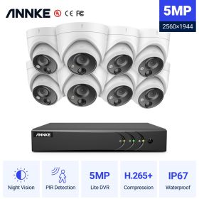 ANNKE 8CH 5MP Lite Video Security System 5IN1 H.265+ DVR With 8X 5MP Dome Outdoor Weatherproof PIR Cameras Surveillance CCTV Kit (Build-in HDD: 1T)