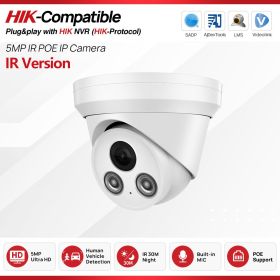 4K Security Camera 8MP IP Camera 5MP PoE IR Night Vision CCTV Camera Build in MIC Hikvision Protocol Video Surveillance Cameras (Sensor Size: 5MP White, Focus: 2.8mm)