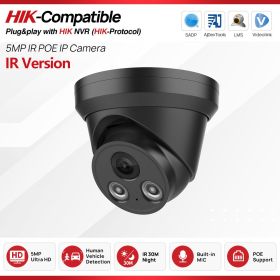 4K Security Camera 8MP IP Camera 5MP PoE IR Night Vision CCTV Camera Build in MIC Hikvision Protocol Video Surveillance Cameras (Sensor Size: 5MP Black, Focus: 2.8mm)