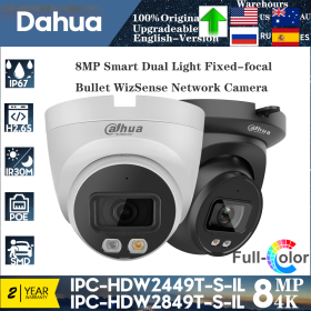 Original Dahua 4K 8MP POE IPC-HDW2849T-S-IL Full-color IP Surveillance Camera Built-in Mic Slot Network Dome IR 30m Dual Light (Sensor Size: 4MP White, Focus: 2.8mm)