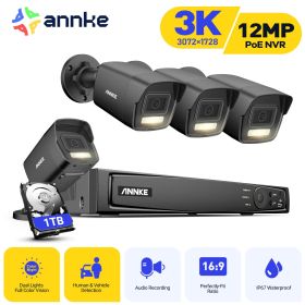 ANNKE 8CH Network POE Video System Home H.265+ Smart Dual Light Night Vision Motion Detection Security Camera Surveillance Kit (Color: 4PCS)