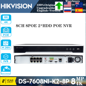 Original Hikvision DS-7608NI-K2-8P 8CH 8POE 4K NVR & DS-7616NI-K2-16P 16CH 16Port PoE 2SATA HDD Plug & Play Upgradeable (Build-in HDD: nan, Video Input: 8CH)