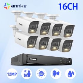 ANNKE 12MP Camera Kits Smart Dual Light Security 16CH NVR POE Camera Outdoor CCTV Video Surveillance Protection Camera (Build-in HDD: 2T)