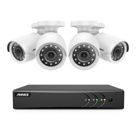 ANNKE 8CH 2MP HD Video Surveillance System H.265+ 5in1 5MP Lite DVR 4PCS 1080P Bullet Outdoor Weatherproof Security Cameras CCTV (Color: 0T)