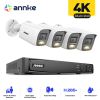 ANNKE 8MP Video Surveillance System 8CH H.265+ 4K NVR With 4PCS 4K Smart Dual Light Bullet Network Camera Built-in mic IP67