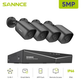 SANNCE Smart Home 8CH Security CCTV System H.265+ 8CH DVR 4PCS 5MP Night Vision Outdoor Surveillance Waterproof Camera Kits (Build-in HDD: nan)