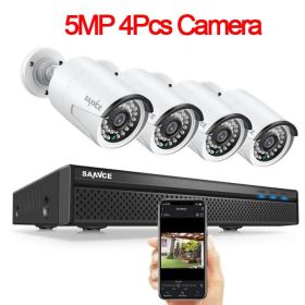 SANNCE 8CH 8MP Wired NVR POE Security Camera System 5MP IP66 Outdoor IR-CUT CCTV Canera Video Surveillance Video Recorder Kit (Color: 5MP 4Pcs Camera, Build-in HDD: 1T)