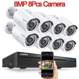 SANNCE 8CH 8MP Wired NVR POE Security Camera System 5MP IP66 Outdoor IR-CUT CCTV Canera Video Surveillance Video Recorder Kit (Color: 8MP 8Pcs Camera, Build-in HDD: 2T)