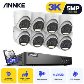 ANNKE 8CH Video Surveillance Kit 5in1 DVR Protection Security Camera H.265+ Weatherproof IP67 CCTV Camera System Remote Monitor (Color: 2TB)